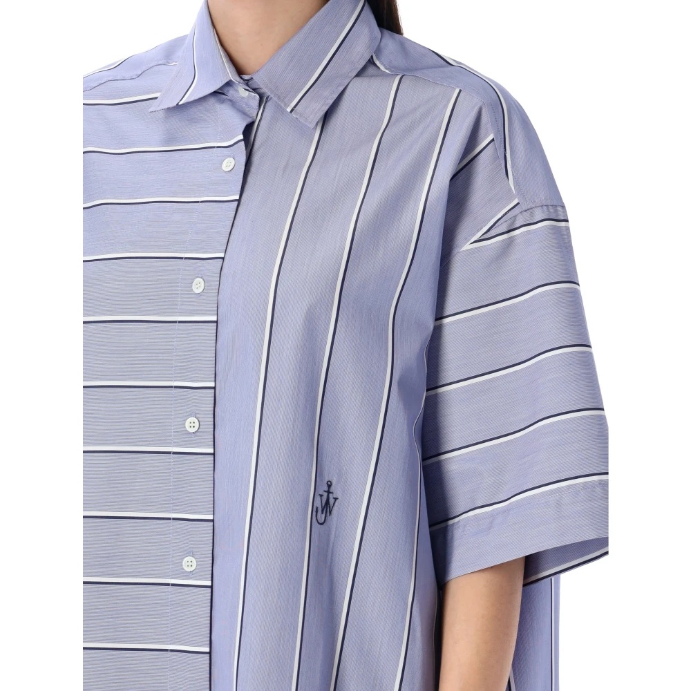 JW Anderson Glacier Blue Patchwork Overhemdjurk Blue Dames