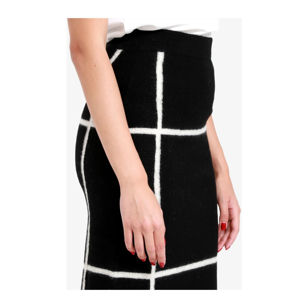 Pennyblack Grafische Inlay Wollen Rok Black Dames