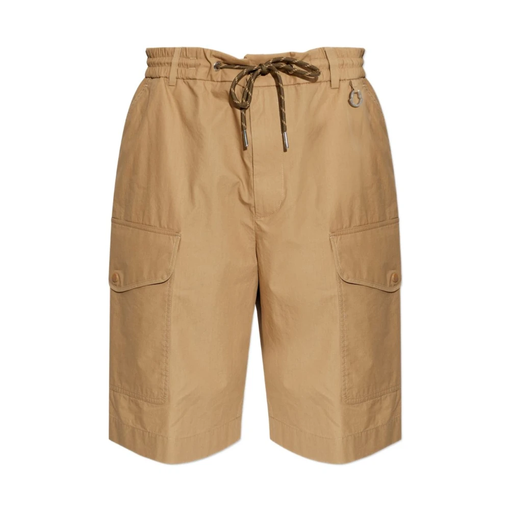 Moncler Men's Brown Bermudas, M, Cotton Poplin Cargo Shorts