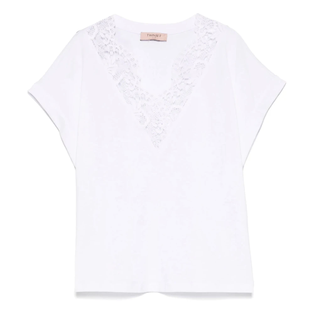 Twinset Kanten Inzet T-shirt White Dames