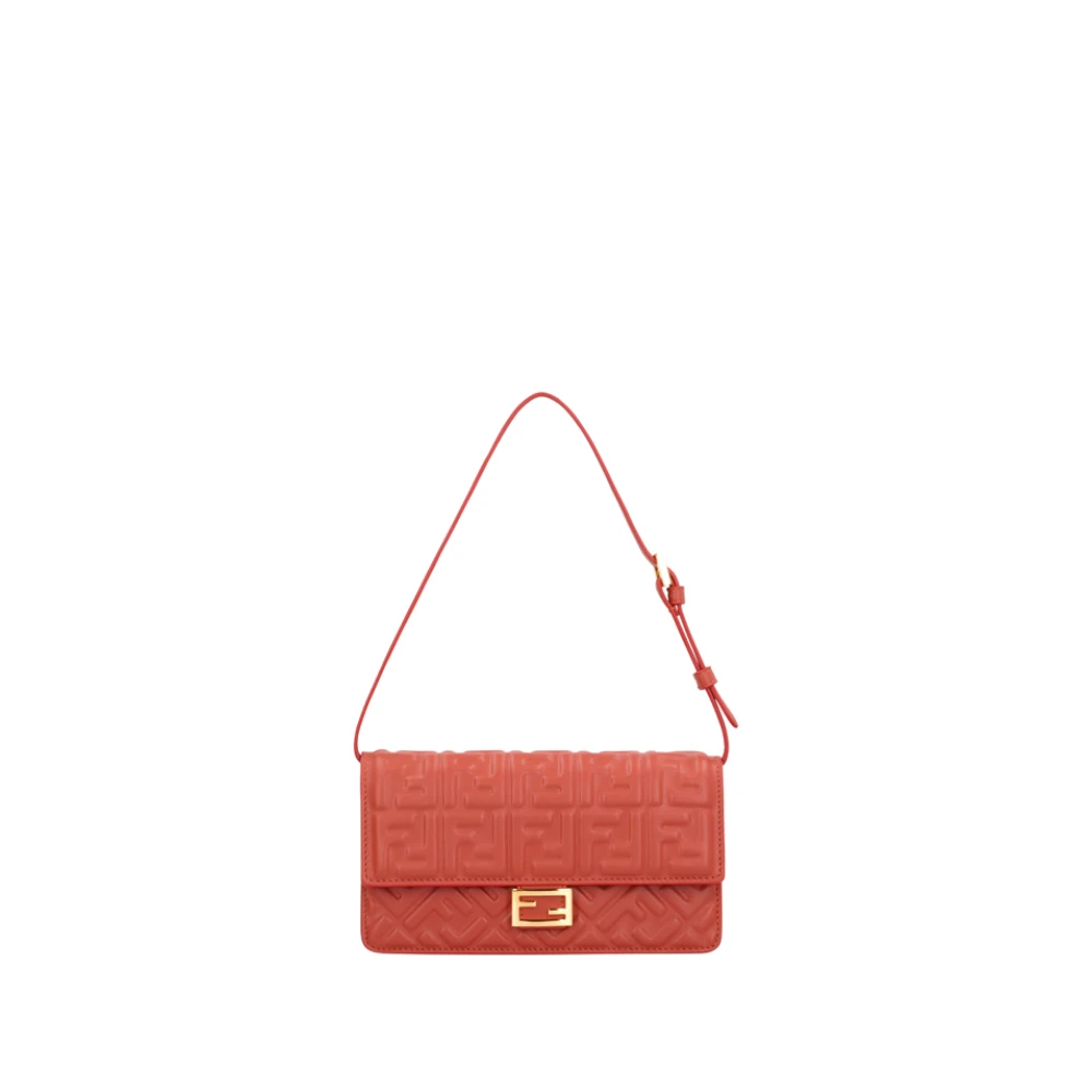 Fendi Kvinno Röd Väskor Dam, One Size, Läder, Wallet On Chain Baguette
