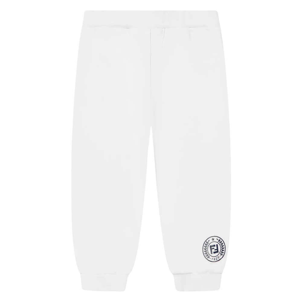 Fendi Unisex Kids White Sweatpants, 18 M, Luxurious Baby Logo Joggers In
