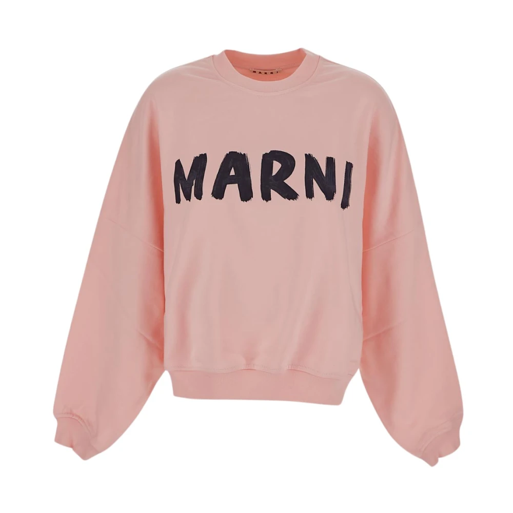 Marni Katoenen Logo Sweatshirt Pink Dames