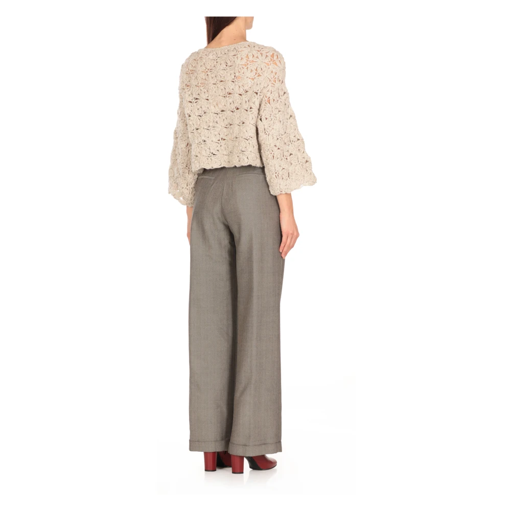 Antonelli Firenze Beige Wollen Trui met Uitgesneden Details Beige Dames