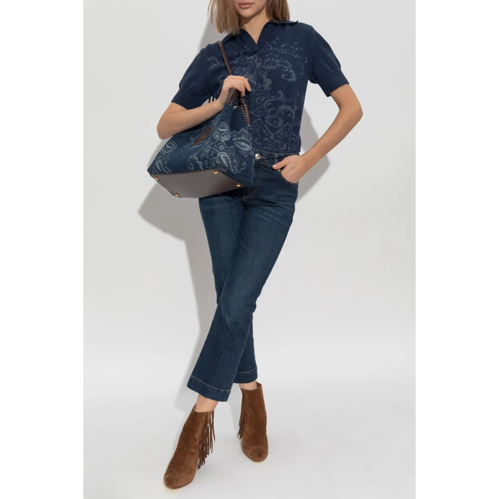 ETRO Polo met decoratief patroon Blue Dames