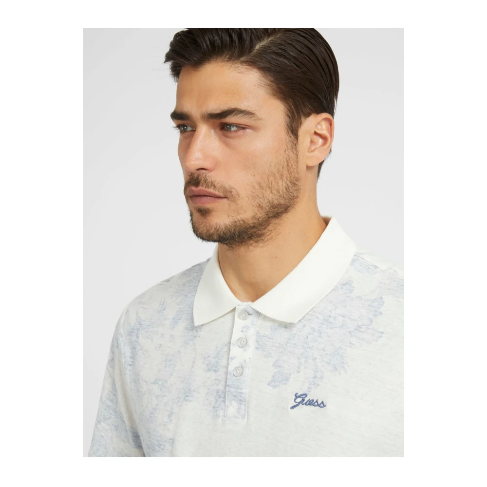 Guess Poloshirt met bloemenprint Slim Fit White Heren