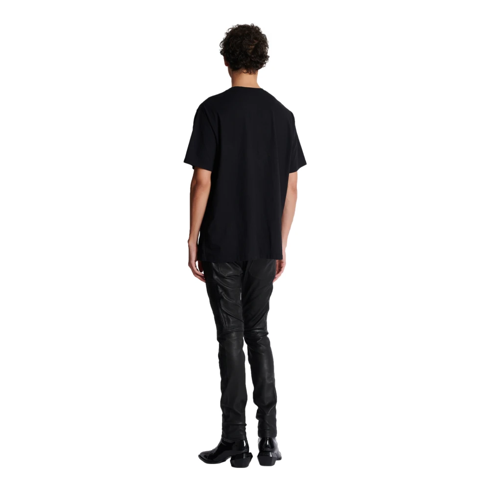Balmain Palmboom geborduurd T-shirt Black Heren