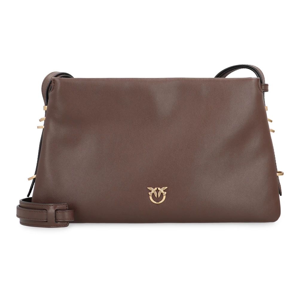 Pinko Women's Brown One, Two, Three Leather Crossbody Bag