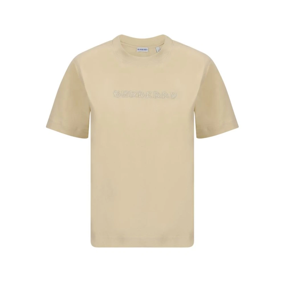 Burberry Iconisch Logo Katoenen T-Shirt Beige Dames