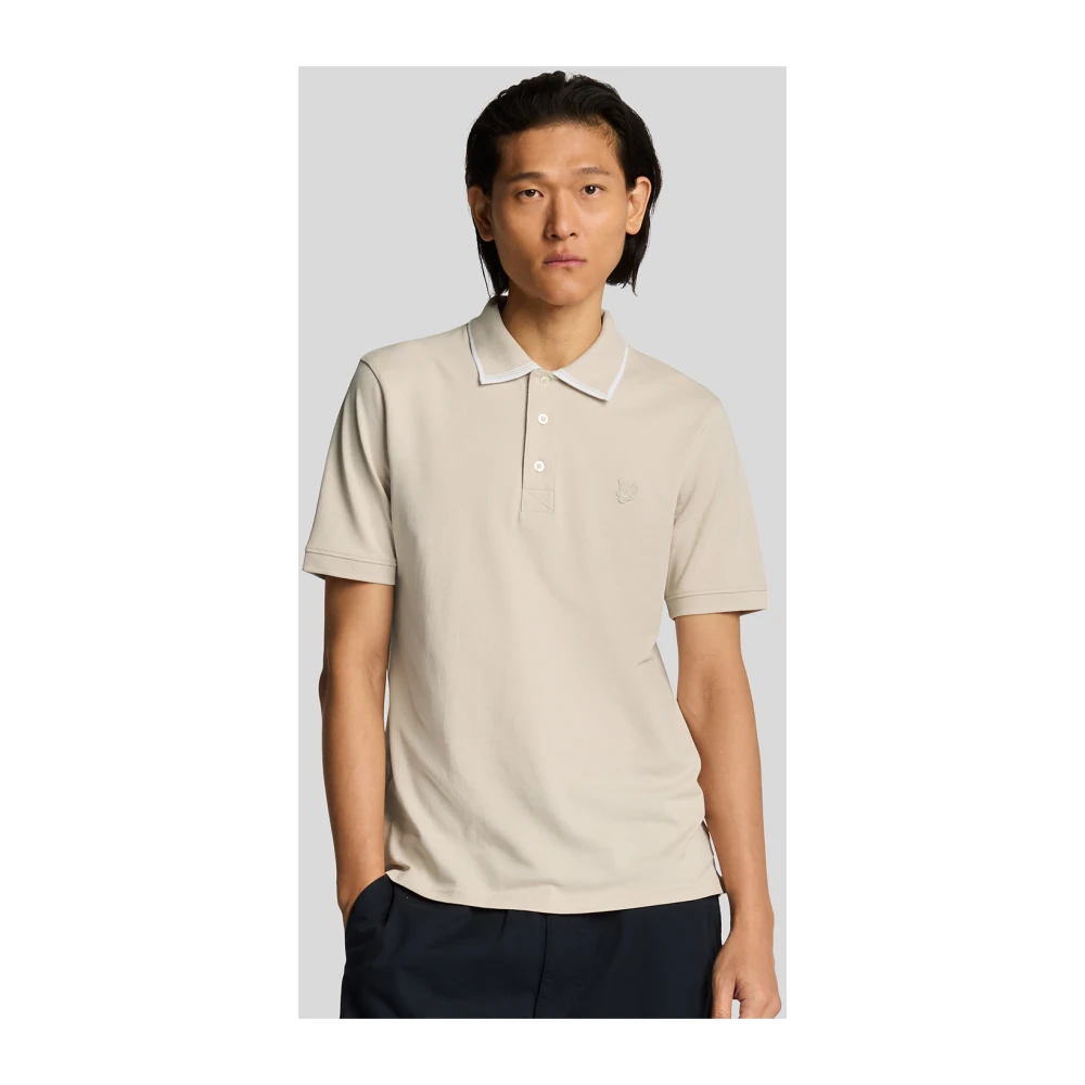 Lyle & Scott SS Polo Shirts Tipped Superfine Polo Shirt Beige Heren