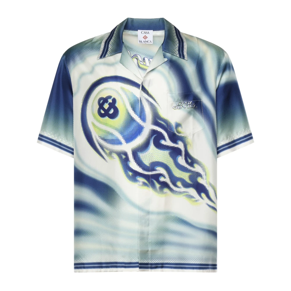 Casablanca Men's Multicolor Short Sleeve Shirts, M, The Art Of The Serve Shirt