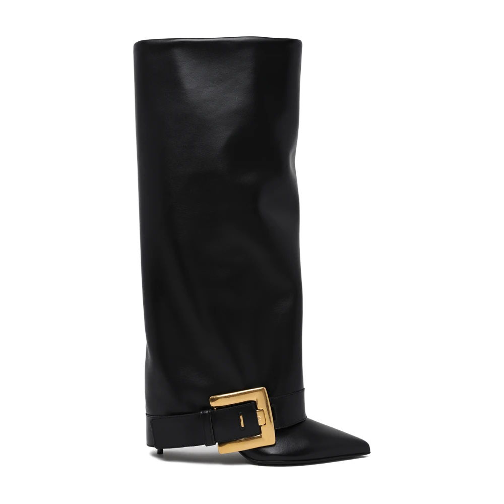 Balmain Donna Nero - Stivali Al Ginocchio Con Fibbia In Pelle - Shoes - 37 Eu