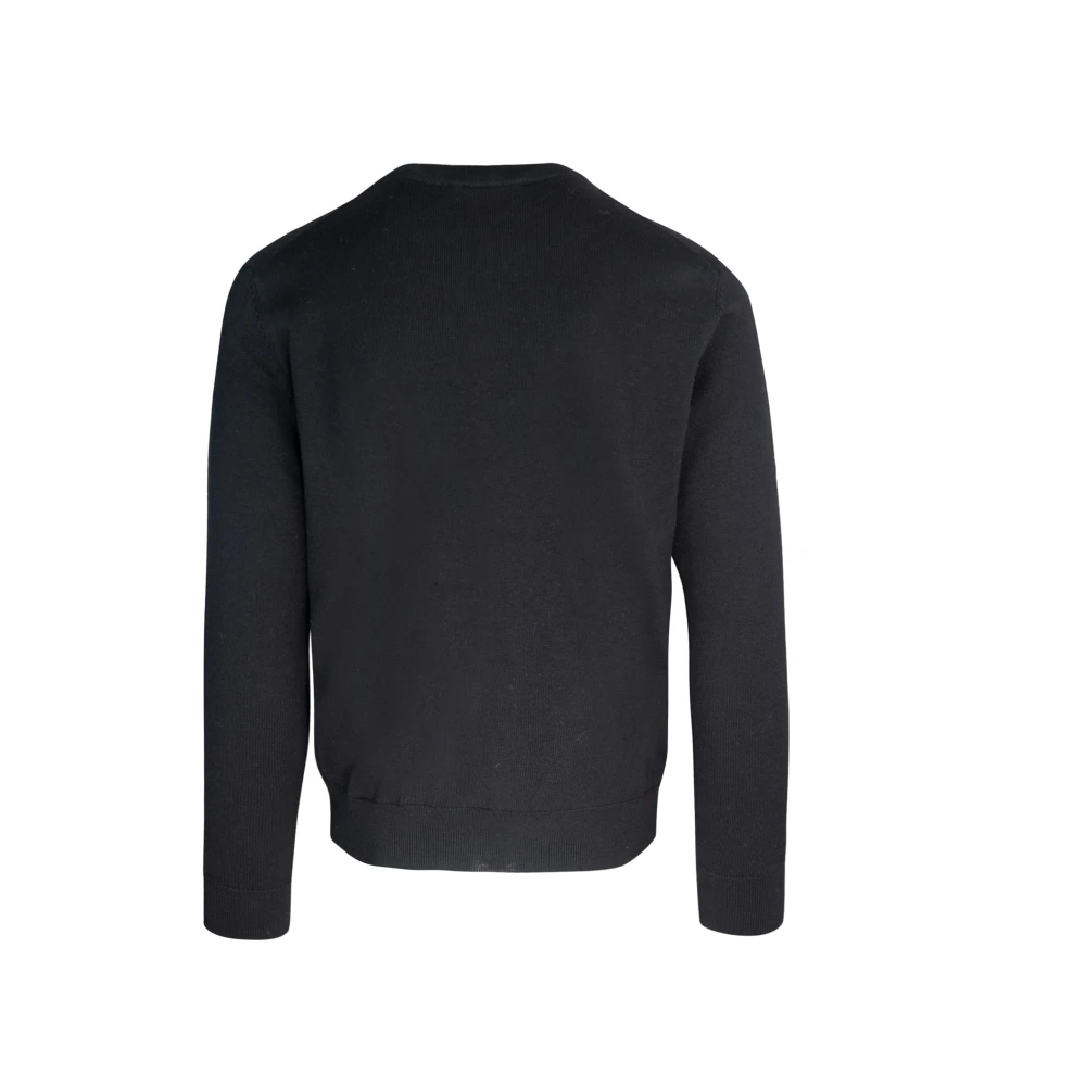 Maison Kitsuné Zwarte Merinowollen Trui Vos Patch Black Heren