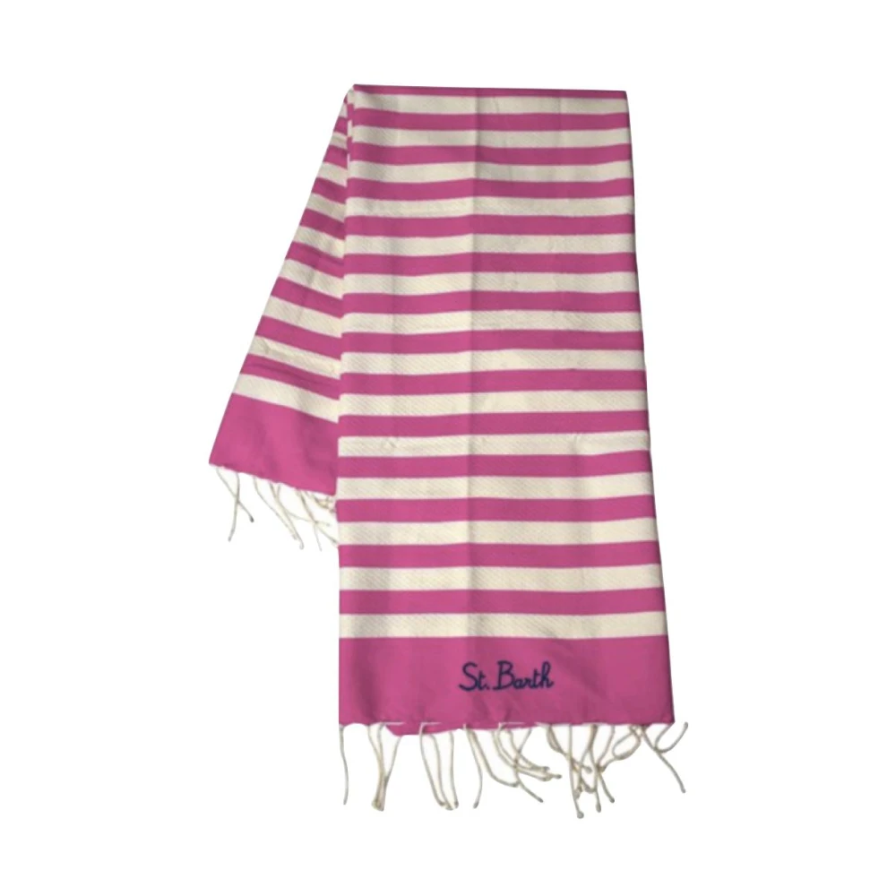 MC2 Saint Barth Gestreepte katoenen strandhanddoek diverse kleuren Red Unisex