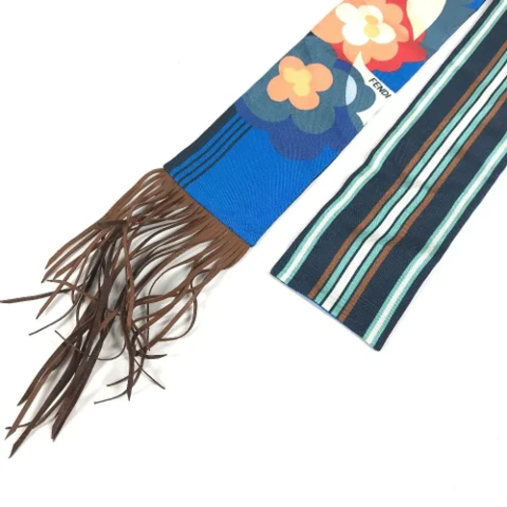 Fendi Vintage Pre-owned Silk scarves Blue Dames