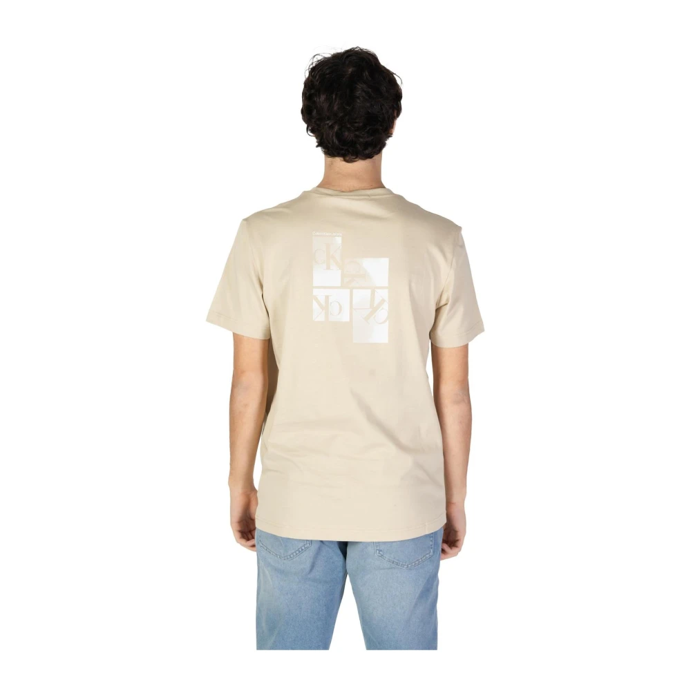 Calvin Klein Jeans Beige Bedrukt Katoenen Tee Relaxte Pasvorm Beige Heren
