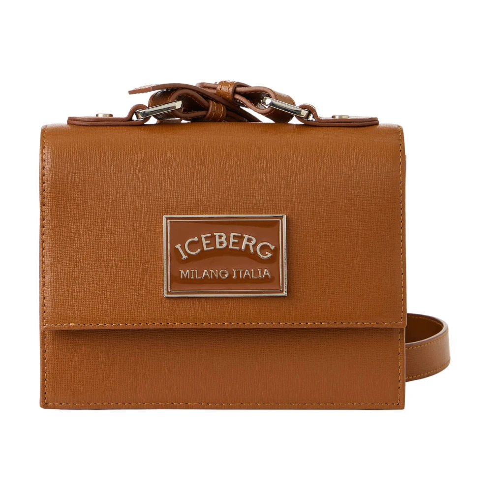 Iceberg Mini handtas met bovenhandvat in coccio-gekleurd Saffiano leer Brown Dames