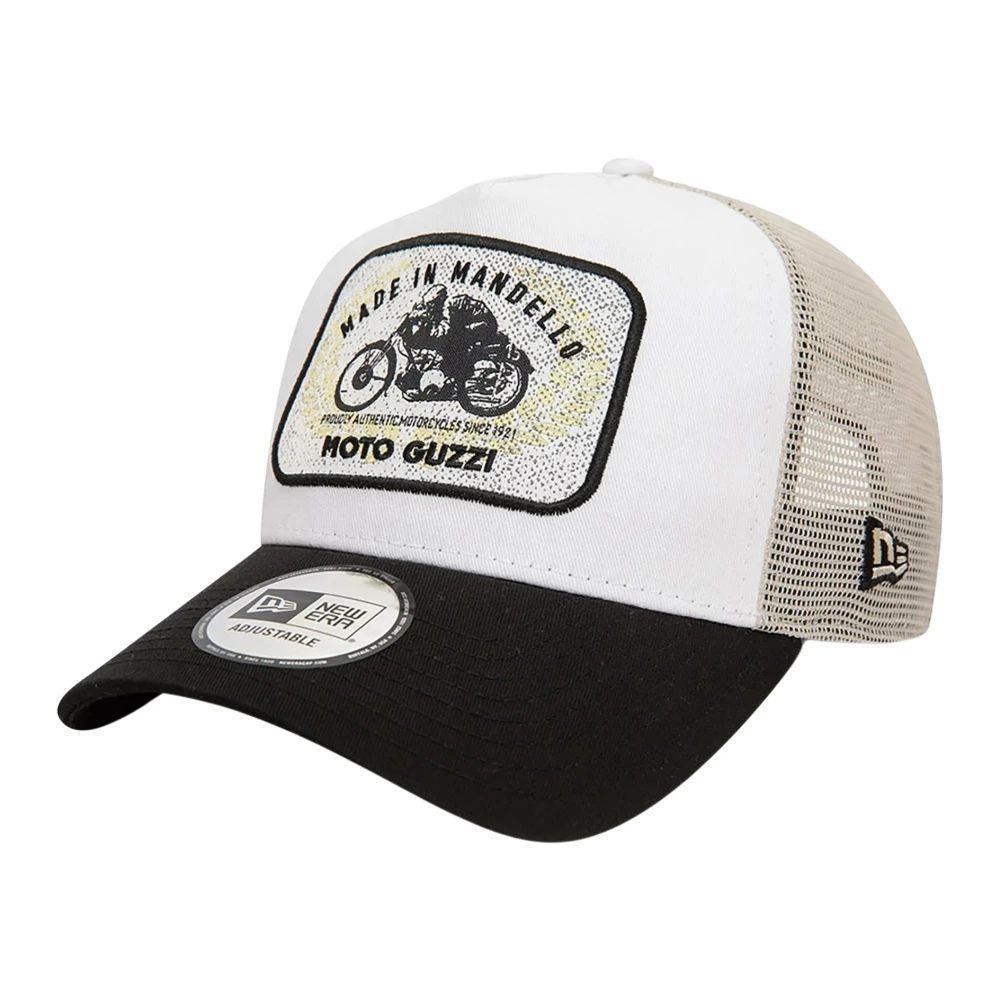 New era Witte Beige Moto Guzzi Trucker Hoed White Heren