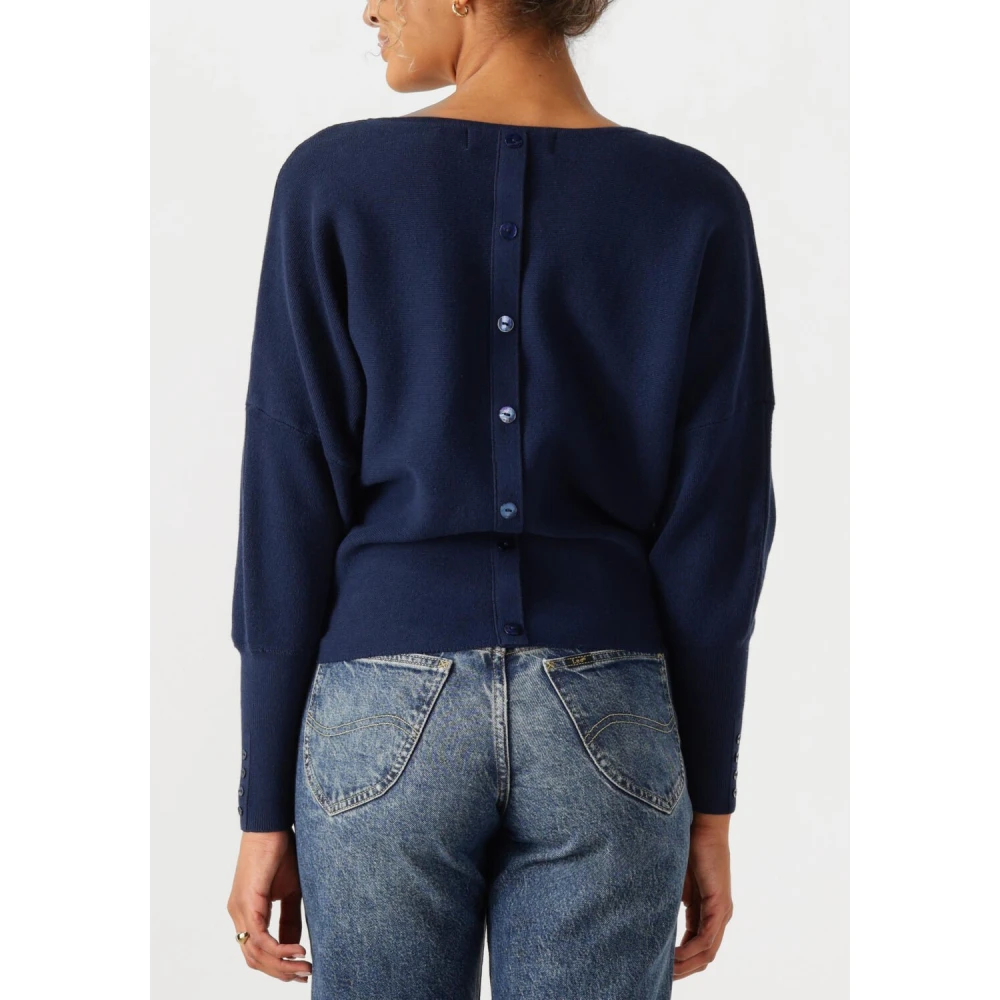 Nukus Blauwe Batwing Pullover Plain Trui Blue Dames