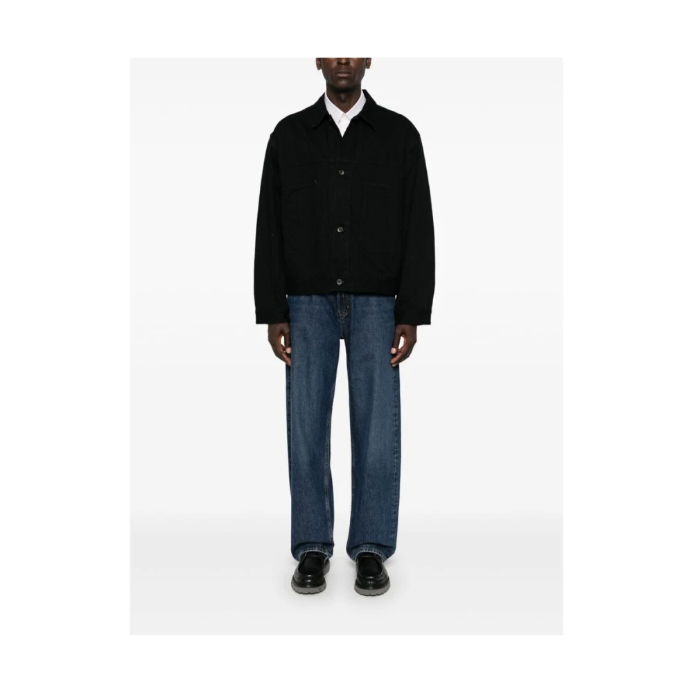 Studio Nicholson Zwarte Denim Jack met Klassieke Stijl Black Heren