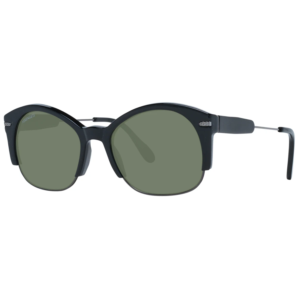 Runde Svarte Solbriller med Grønne Linser