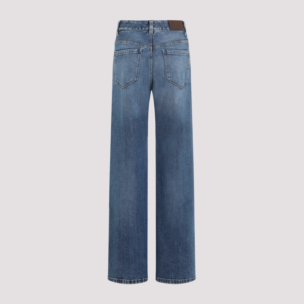 BRUNELLO CUCINELLI Blauwe Denim Straight Leg Pant Blue Dames
