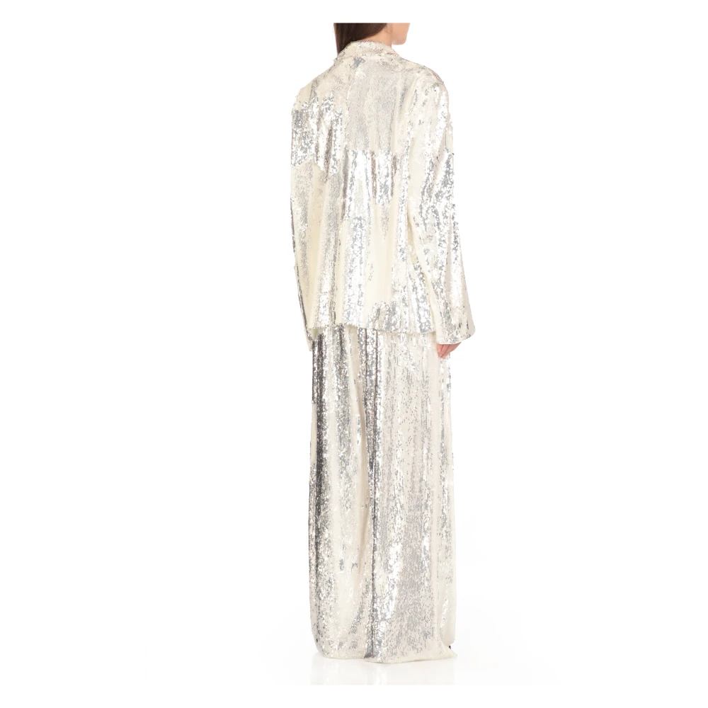 Rotate Birger Christensen Pailletten blazer met piek revers White Dames