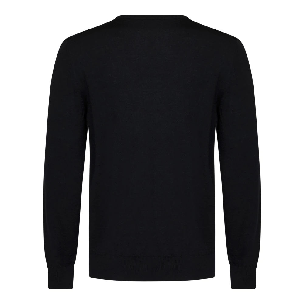 Brioni Zwarte wollen gebreide trui met ronde hals Black Heren