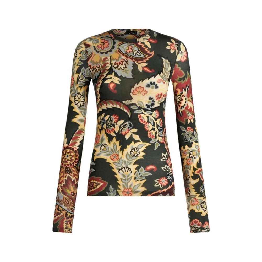 ETRO Bordeaux Groen Bloemig Langarmshirt Multicolor Dames
