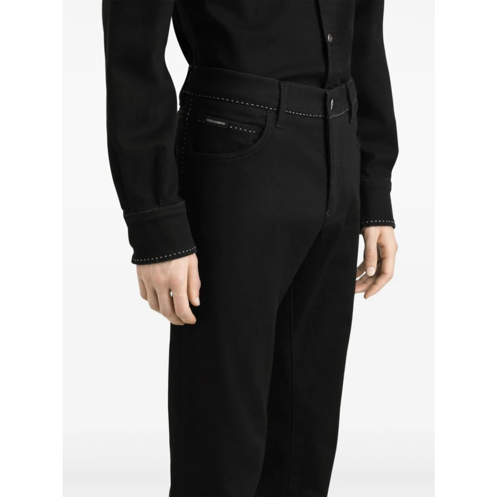 Dolce & Gabbana Zwarte broek met logoplaquette Black Heren