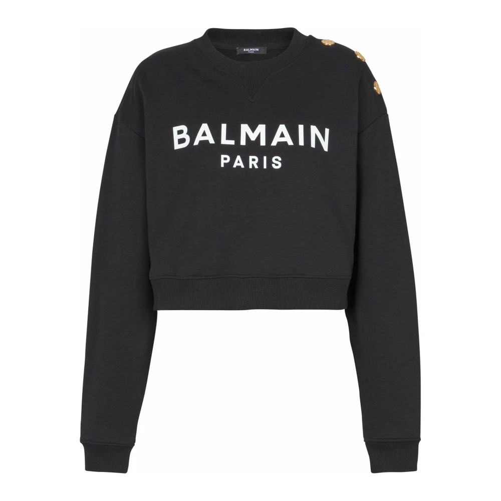 Balmain Black Printed Balain Paris Sweatshirt - Female - Sweatshirts - M - Sweatshirts & Hoodies