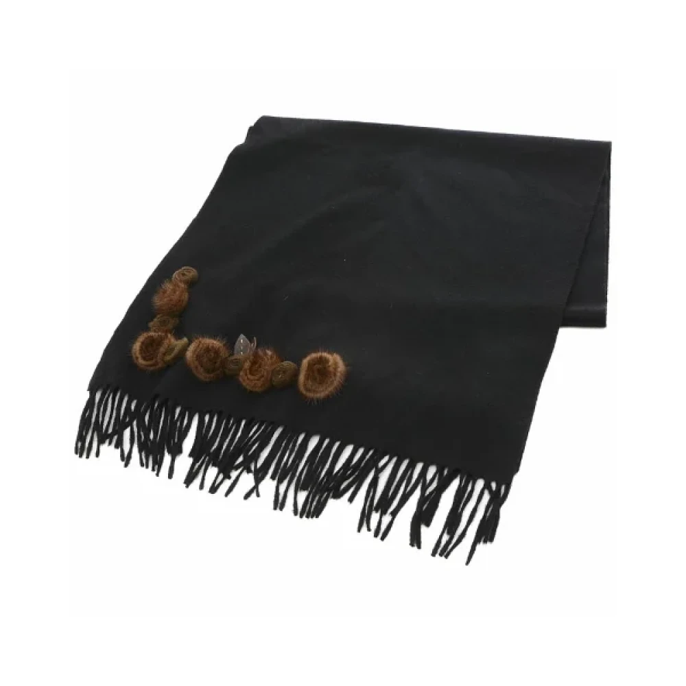 Fendi Vintage Pre-owned Cashmere scarves Black Dames