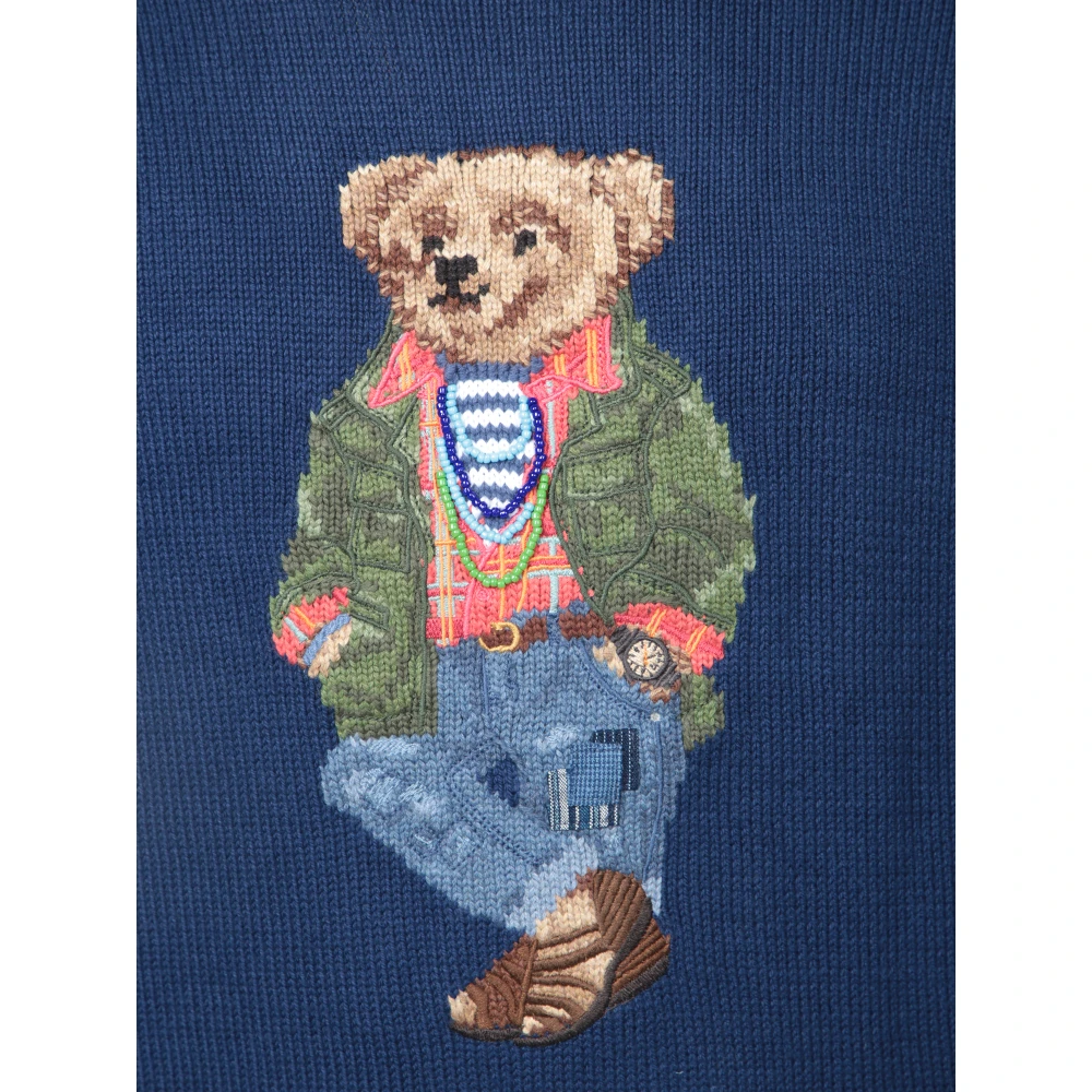Polo Ralph Lauren Gebreide trui met geborduurde teddybeer Blue Heren