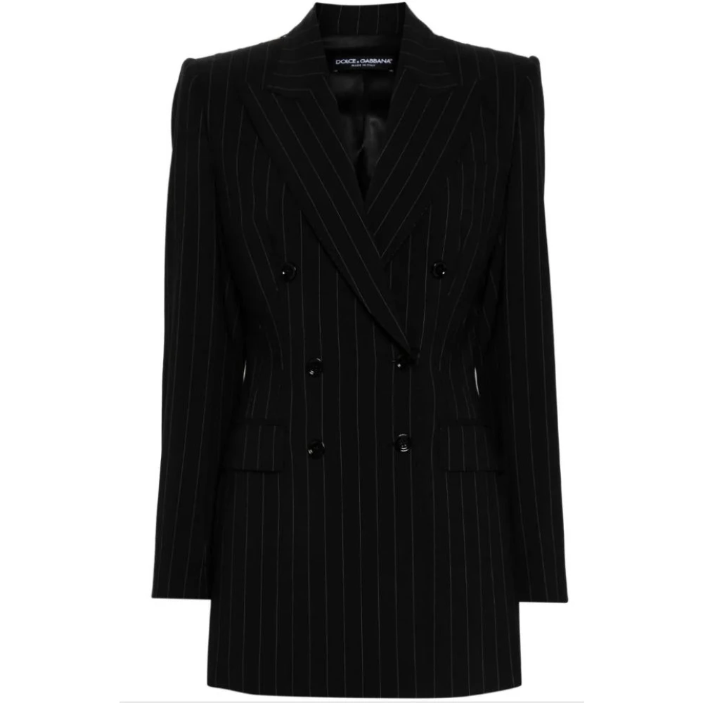 Dolce & Gabbana Women's Black Pinstripe Blazer - Blazers - L - Jackets