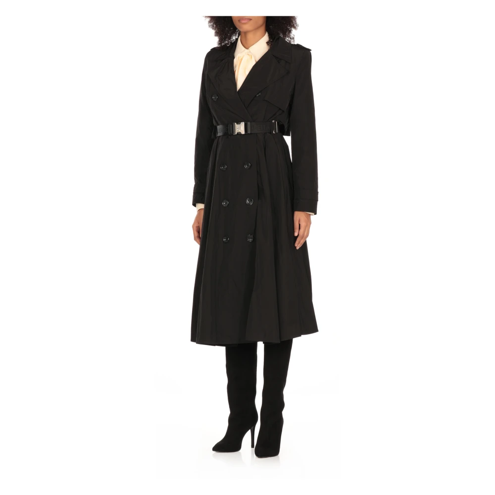 Elisabetta Franchi Zwarte regenjas met klassieke reverskraag Black Dames