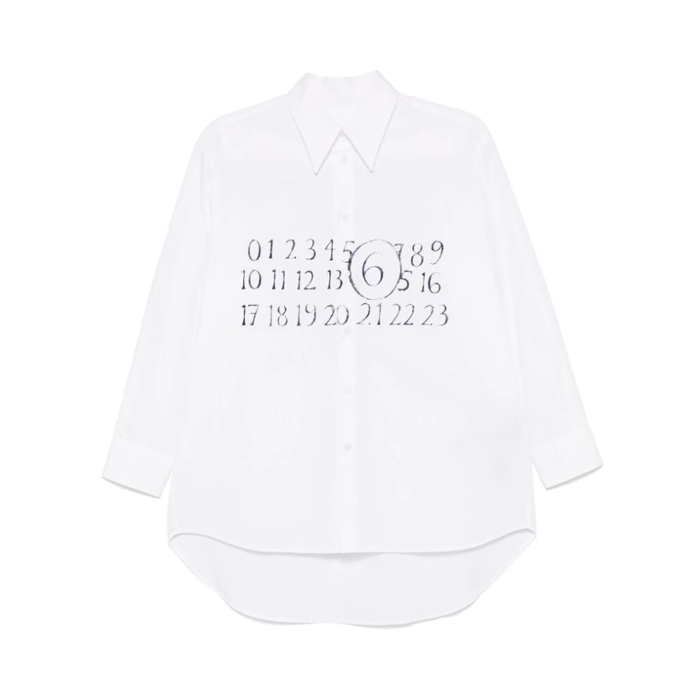 MM6 Maison Margiela Witte Overhemd met Knoopsluiting en Box-Pleat Detail White Dames