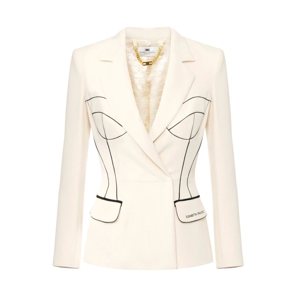 Elisabetta Franchi Stijlvolle Jas Gi12951E2 E84 Beige Dames