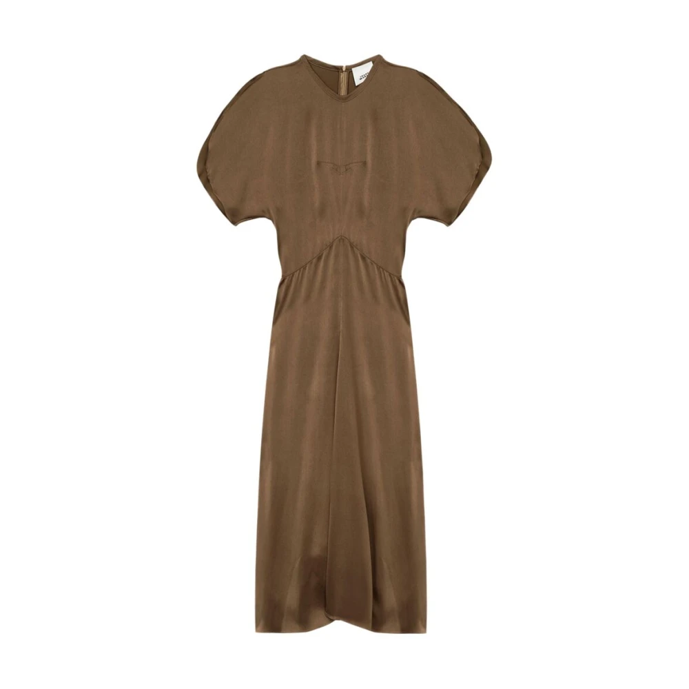 Isabel marant Bruine V-hals Korte Mouw Jurk Brown Dames