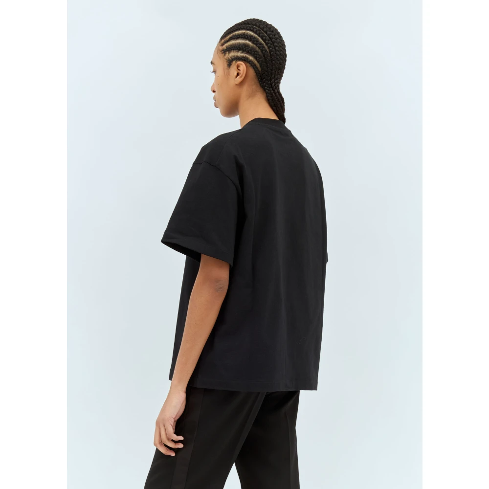 Jil Sander Katoenen Jersey Logo Print T-Shirt Black Dames