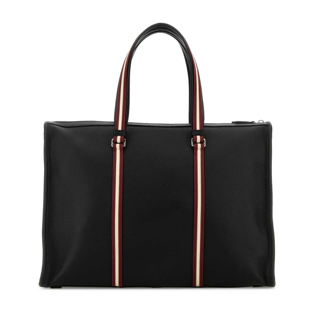 Bally Stijlvolle Zwarte Leren Winkelmand Black Heren