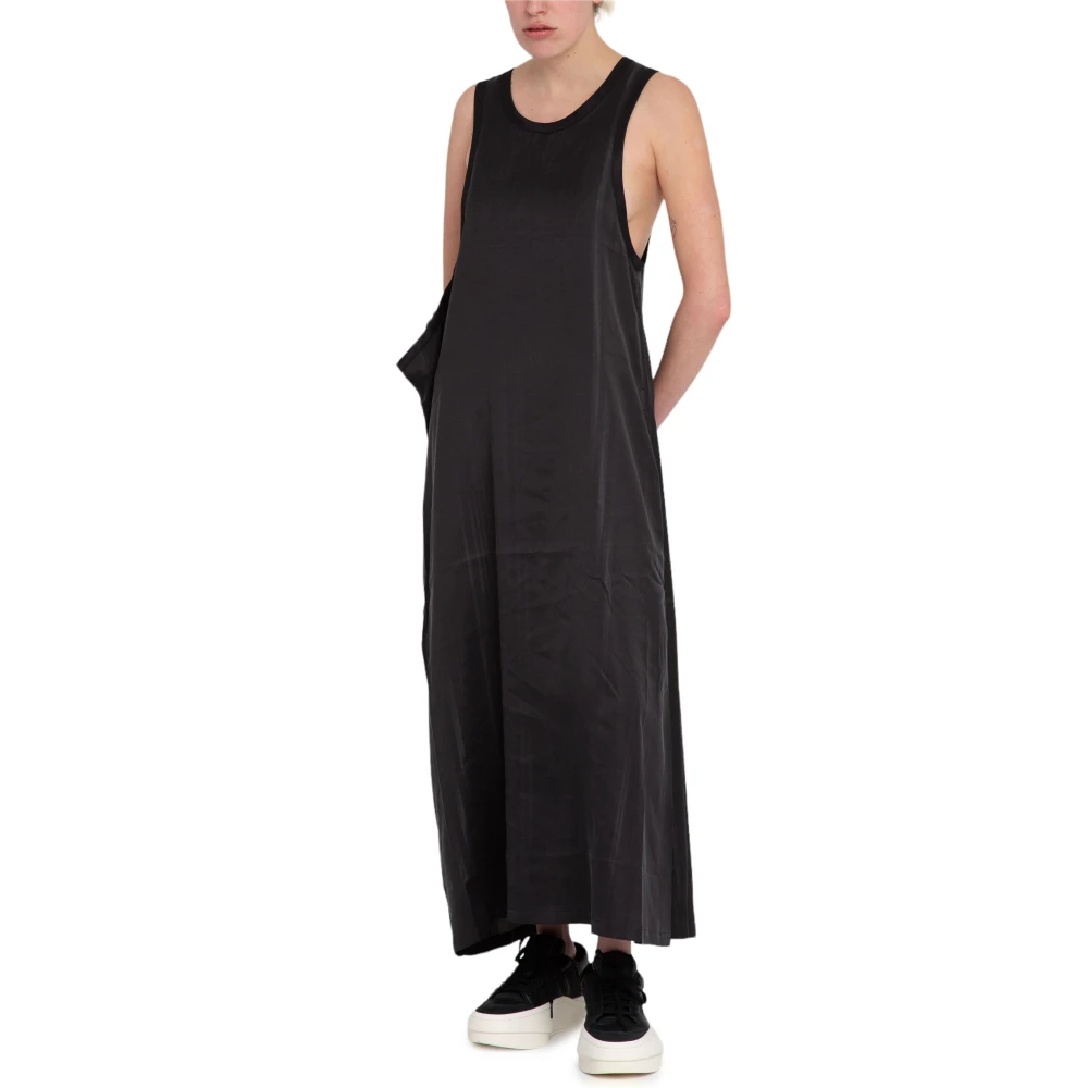 Y-3 Zwarte 3-Stripes Jurk Black Dames