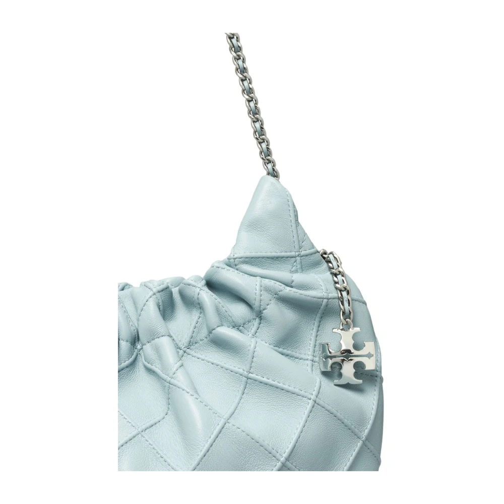 TORY BURCH Babyblauw Leren Trekkoord Schoudertas Blue Dames
