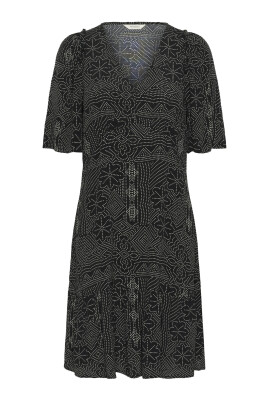 robe-feminine-imprime-pois-noir