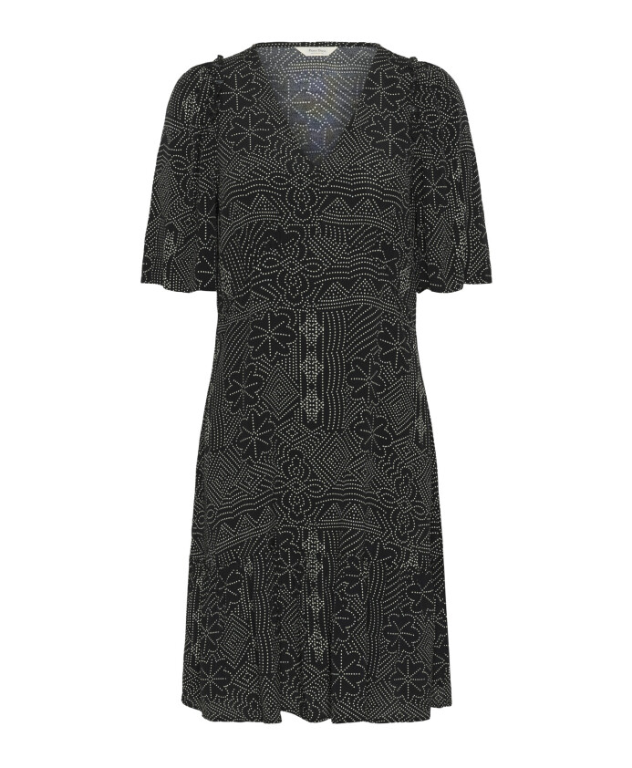 robe-feminine-imprime-pois-noirs