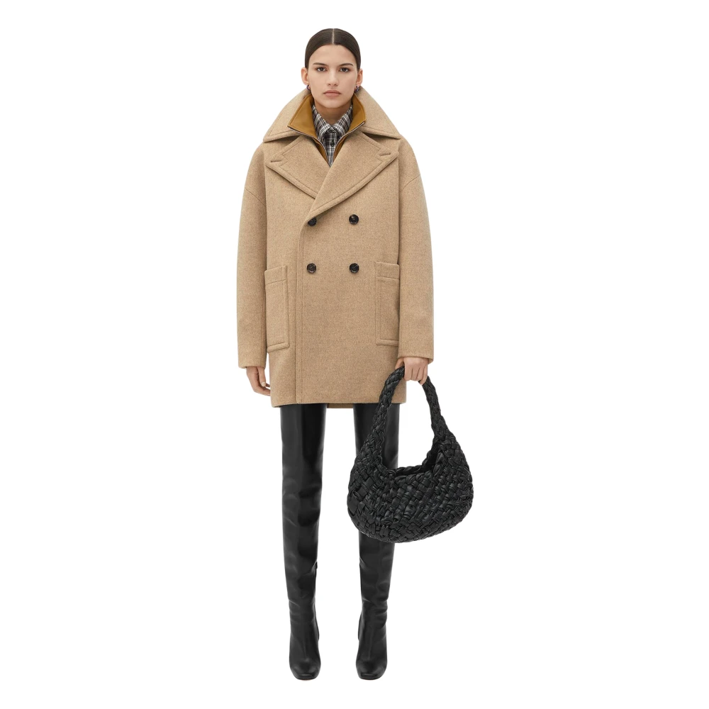 Bottega Veneta Beige Wol Double-Face Jas Beige Dames
