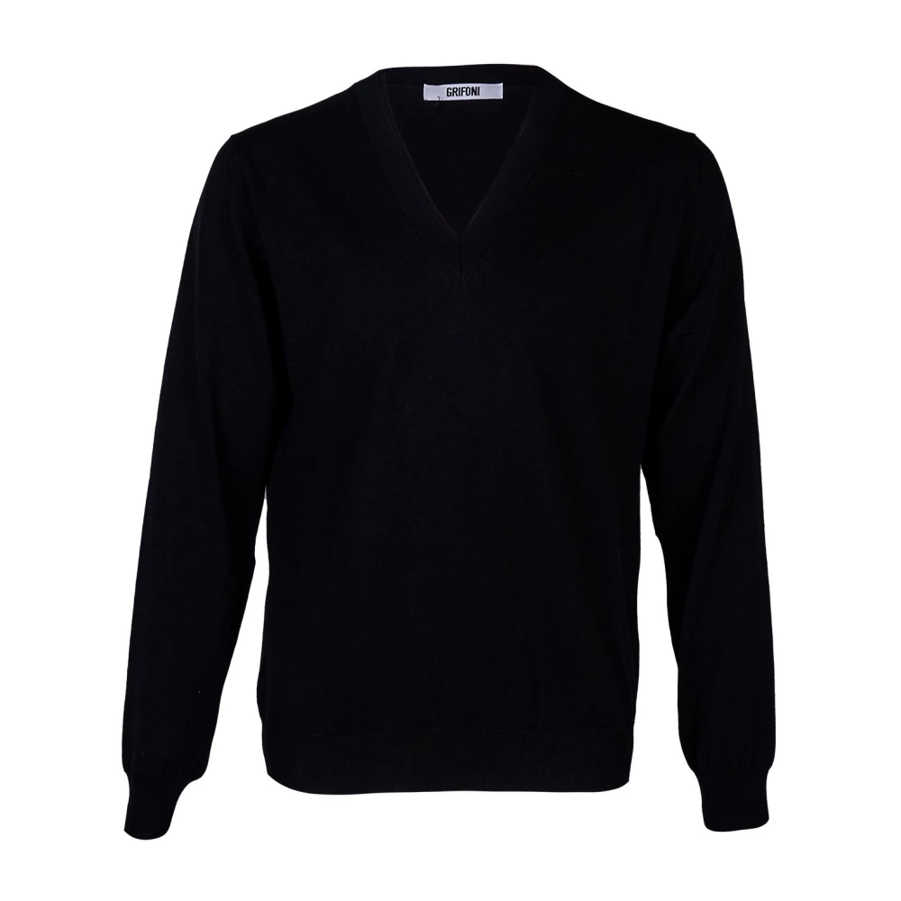 Mauro Grifoni Stijlvolle V-hals gebreide kleding Black Heren