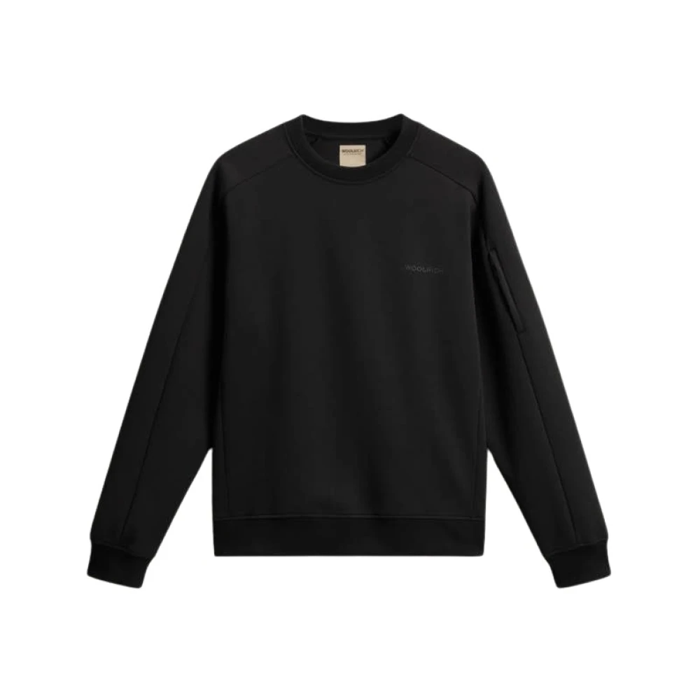 Woolrich Zwarte Tech Crewneck Sweater Black Heren