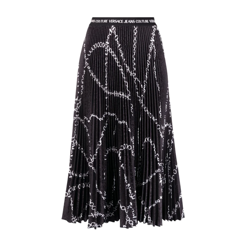 Versace Jeans Couture Zwarte Midi Rok Dameskleding Aw23 Black Dames