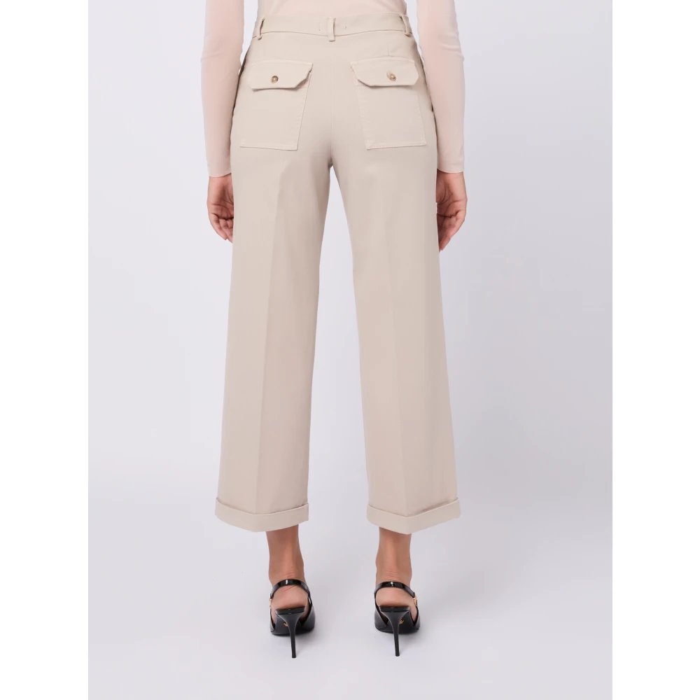 Seventy Omgeslagen Katoenen Beige Broek Dames Beige Dames