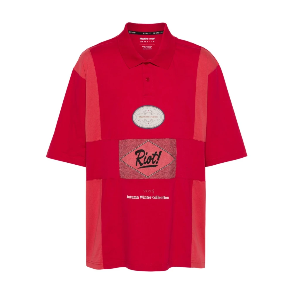 Martine Rose Gepaneelde Polo Shirt Riot Flyer Crest Red Heren